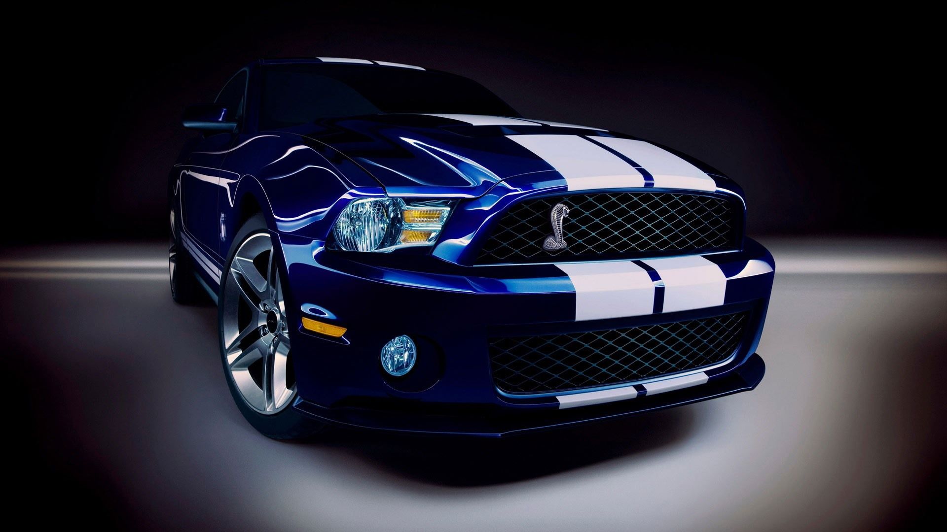 Ford Shelby GT500, Ford Mustang, Rennstreifen, Blau, Studio, 1920x1080, Desktop-Hintergrund