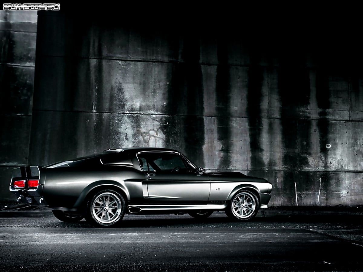 Shelby GT500 Eleanor, Ford Mustang, Schwarzes Auto, Muscle Car, Düster, Hintergrundbild fürs iPad