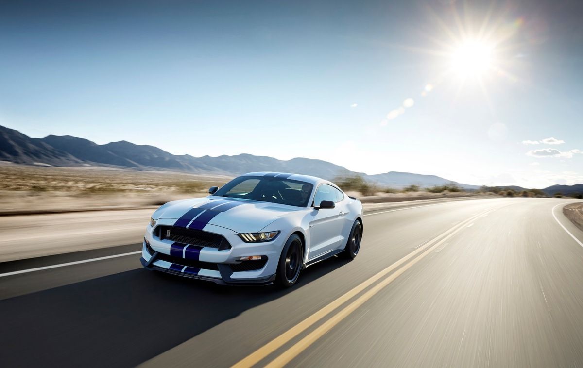 Ford Shelby GT350, Ford Mustang, Landstraße, Sonne, Wüste, Hintergrundbild