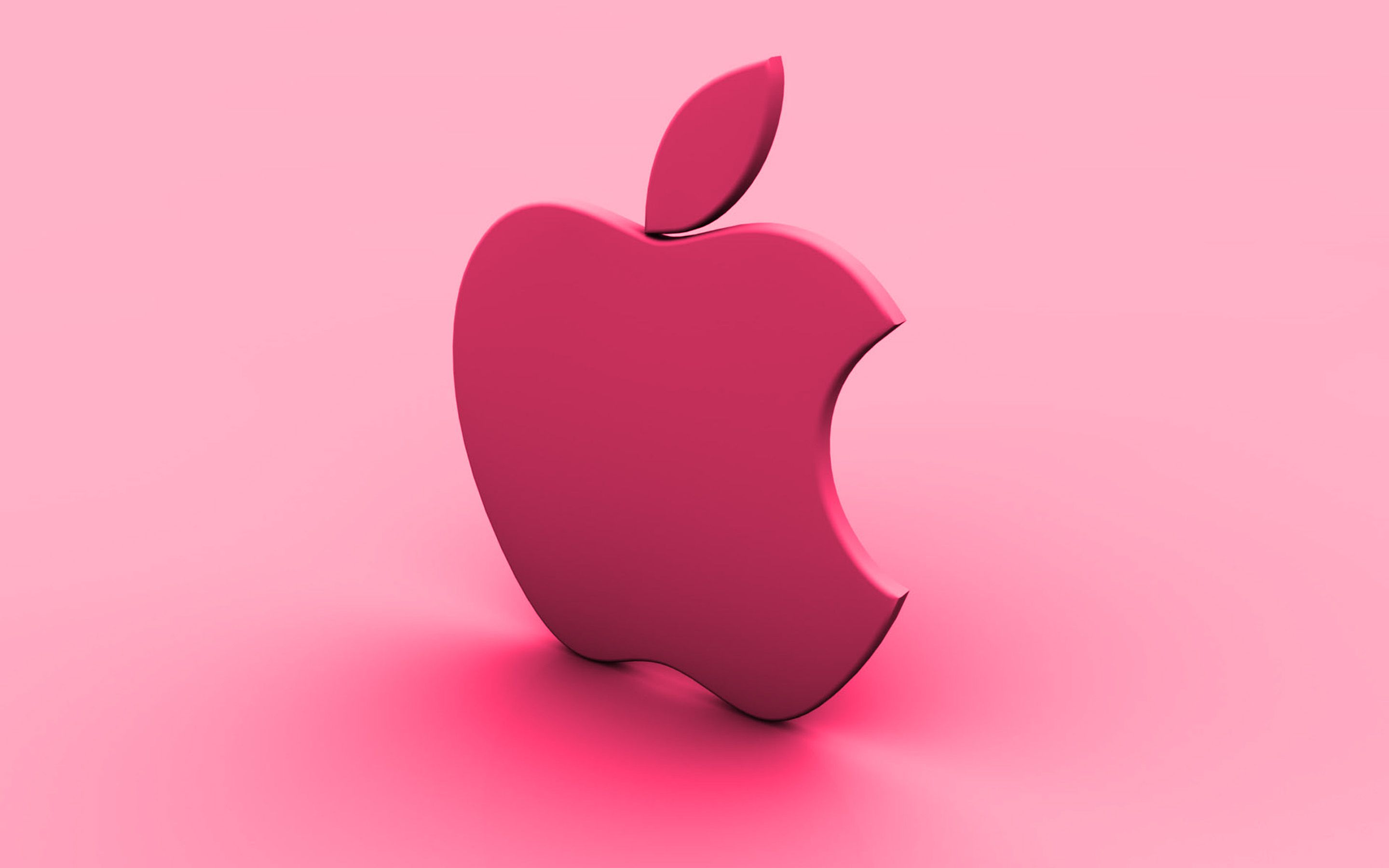 Apple-Logo, 3D-Logo, Pink, Rosa Hintergrund, 2K Wallpaper