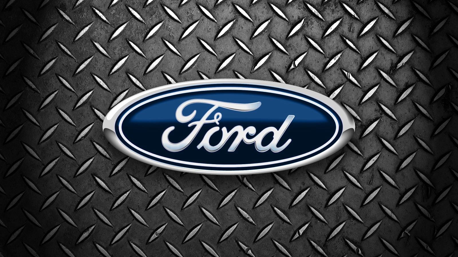 Ford, Logo, Ford-Oval, Riffelblech, Chrom, 16:9, HD-Hintergrundbild für den Desktop