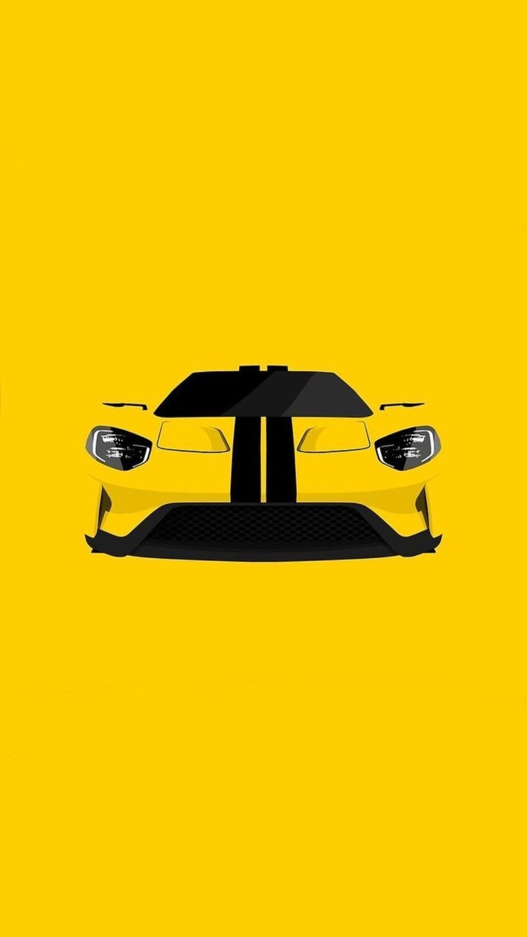 Ford GT, Minimalistisch, Gelber Hintergrund, Frontansicht, Hochformat, Sperrbildschirm fürs iPhone