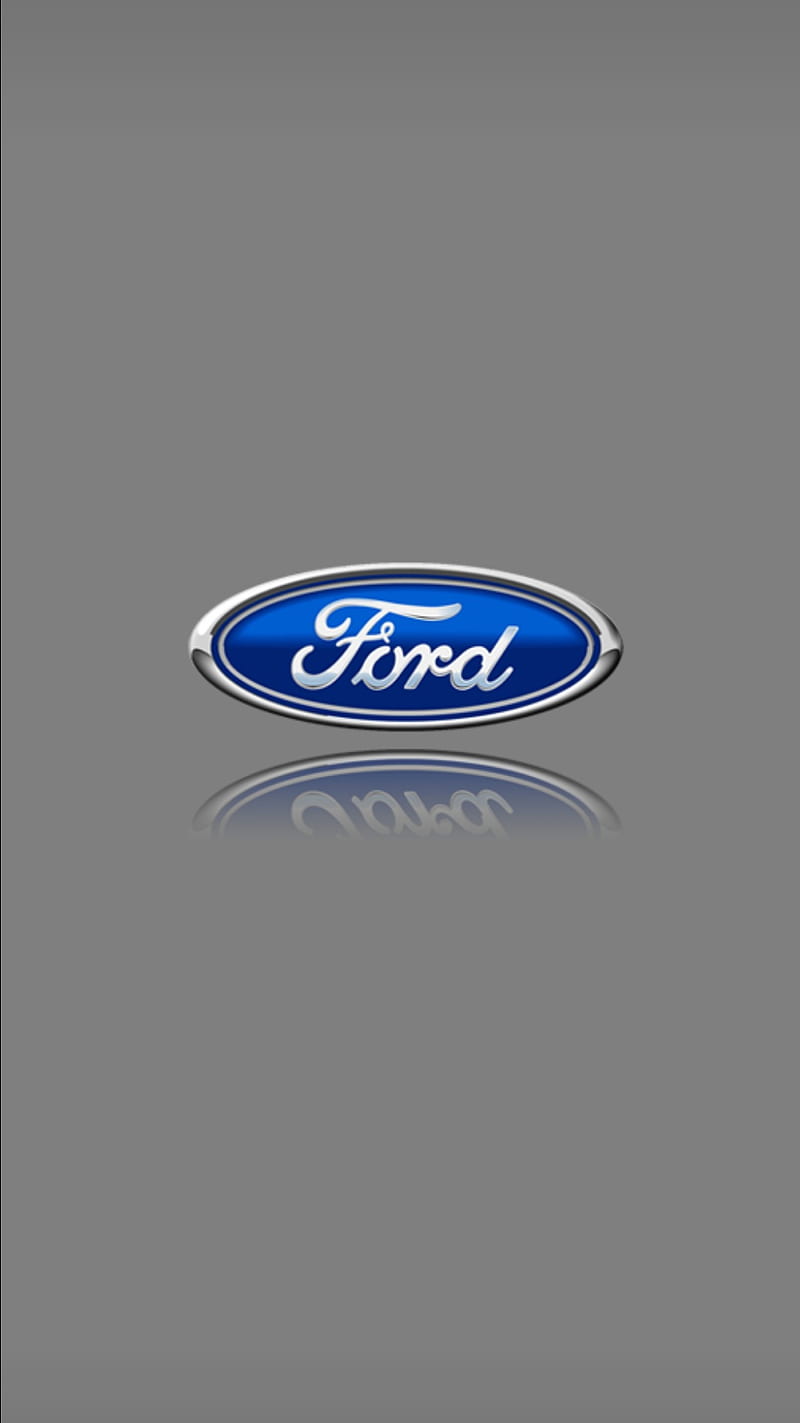 Ford, Logo, Grauer Hintergrund, Spiegelung, Hochformat, HD, Sperrbildschirm fürs iPhone
