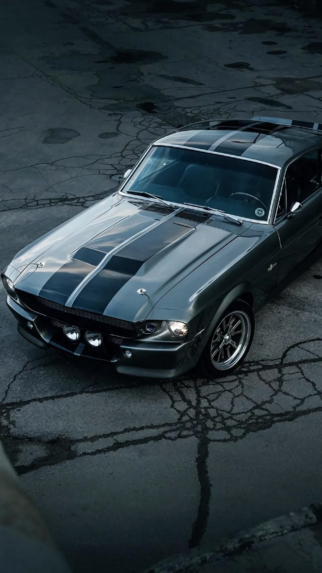 Ford Shelby GT500, Fastback, Grau, Oldtimer, Hochformat, Full HD, Handy-Hintergrund