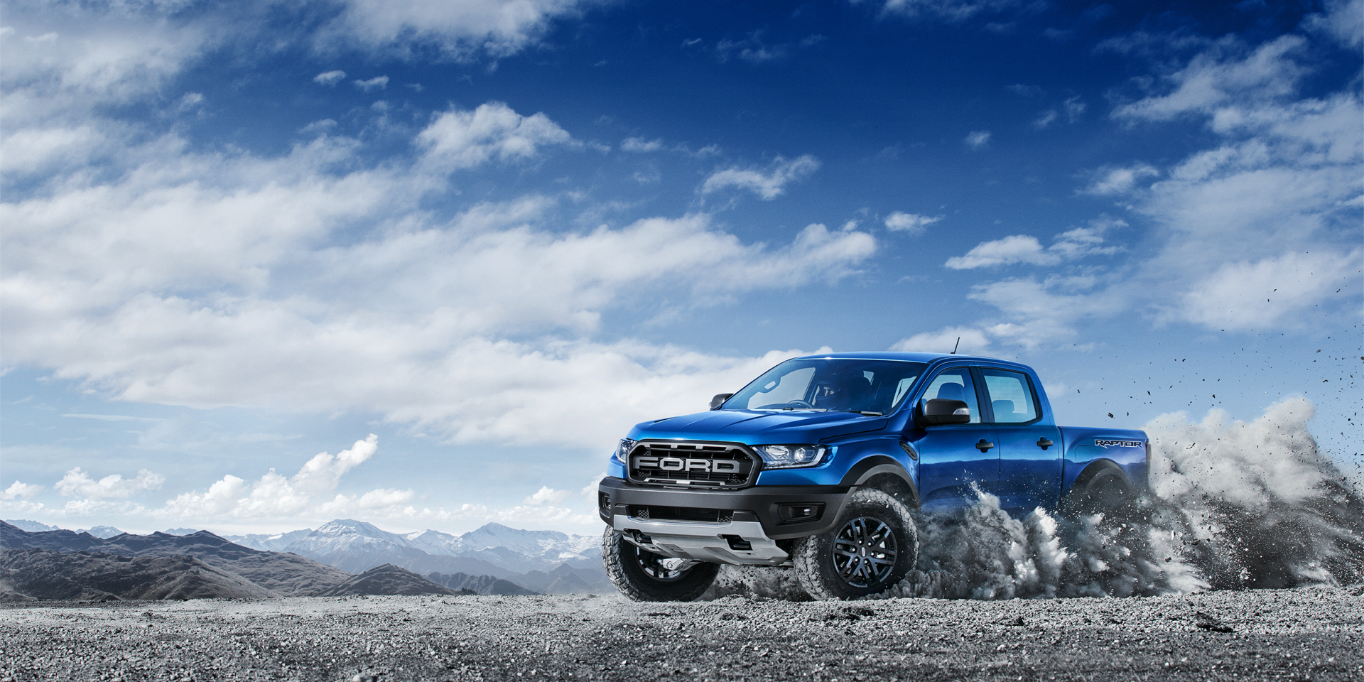 Ford Ranger Raptor, Pick-up, Offroad, Staub, Berge, Full HD, Desktop-Hintergrund für Windows