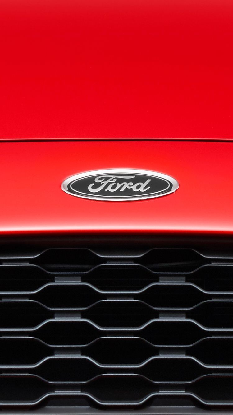Ford, Emblem, Roter Lack, Kühlergrill, Hochformat, Hintergrundbild für iPhone und Android