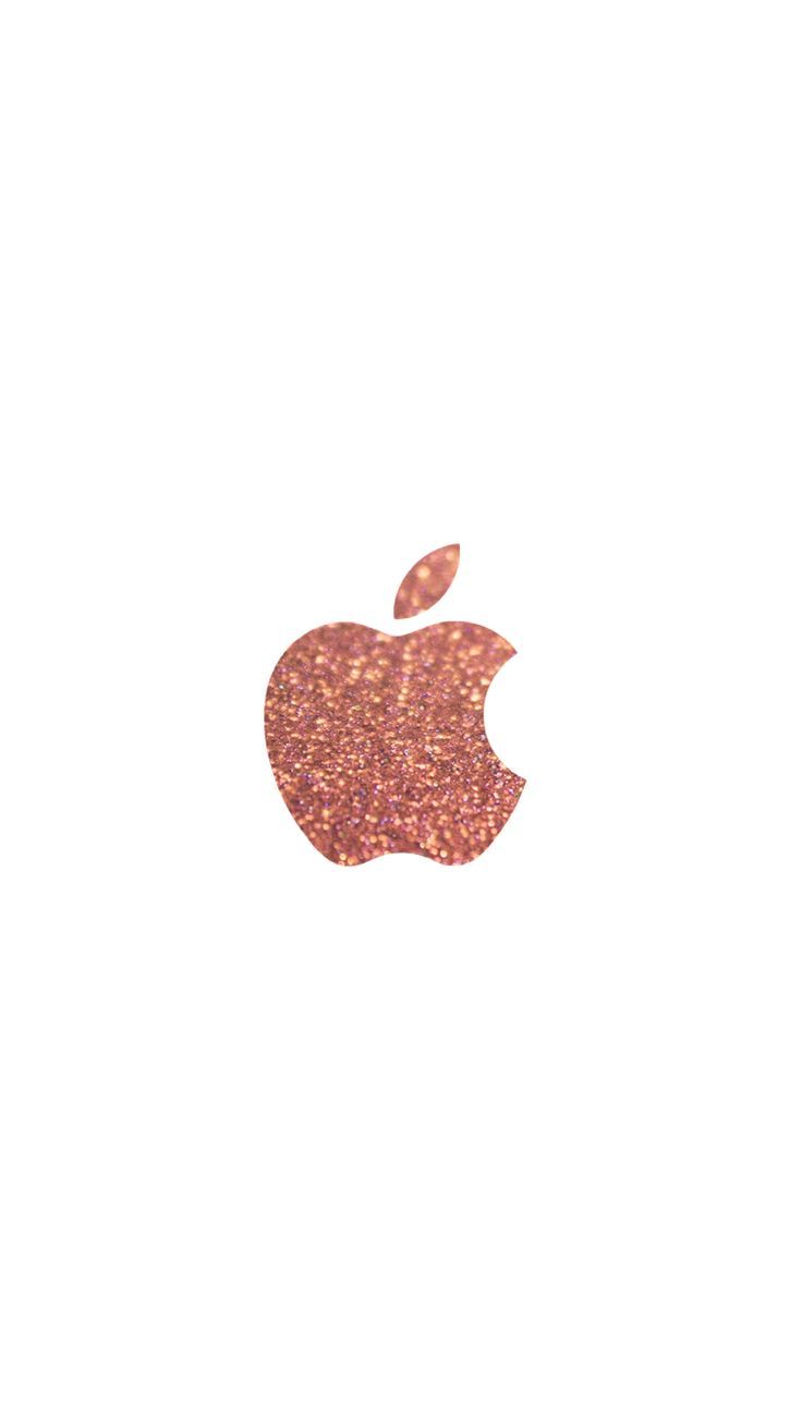 Apple-Logo, Glitzer, Roségold, Weißer Hintergrund, Minimalistisch, Sperrbildschirm fürs iPhone