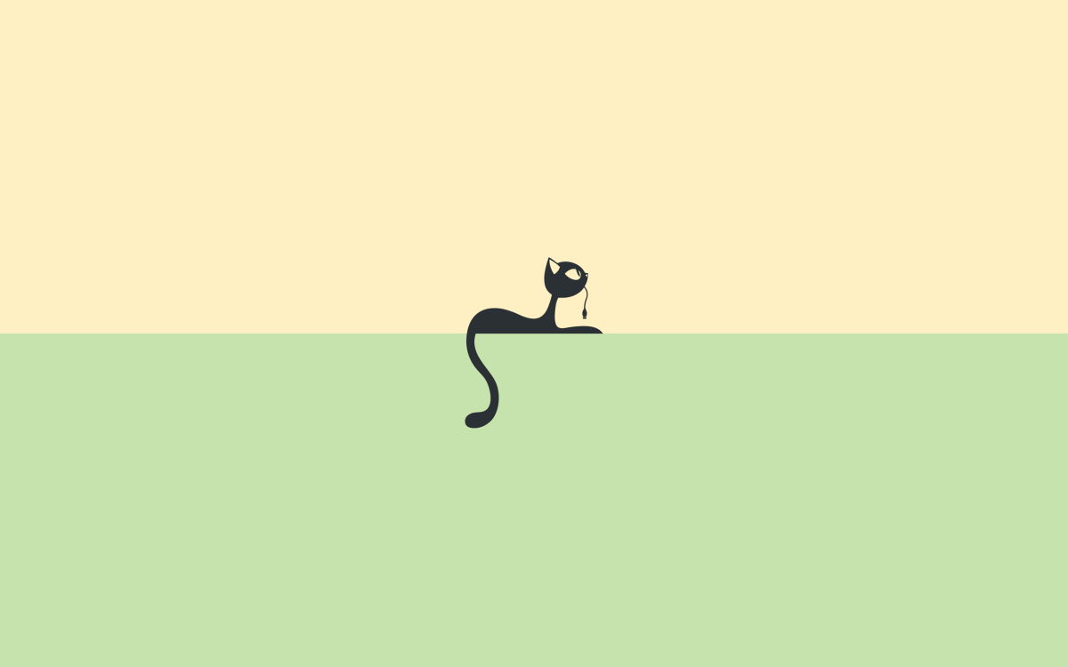 Katze, Schwarze Katze, Horizont, Gelb, Hellgrün, Illustration, Hintergrundbild