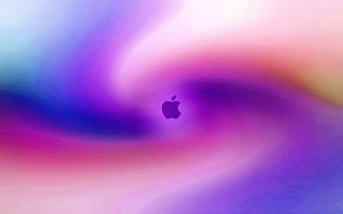 Apple-Logo, Farbwirbel, Lila, Pink, Blau, Hintergrundbild