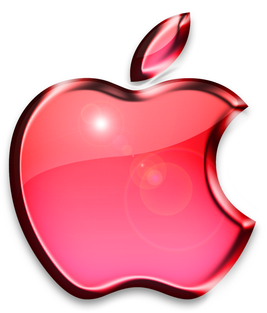 Apple-Logo, 3D-Logo, Glänzend, Pink, Schwarzer Hintergrund, HD Wallpaper