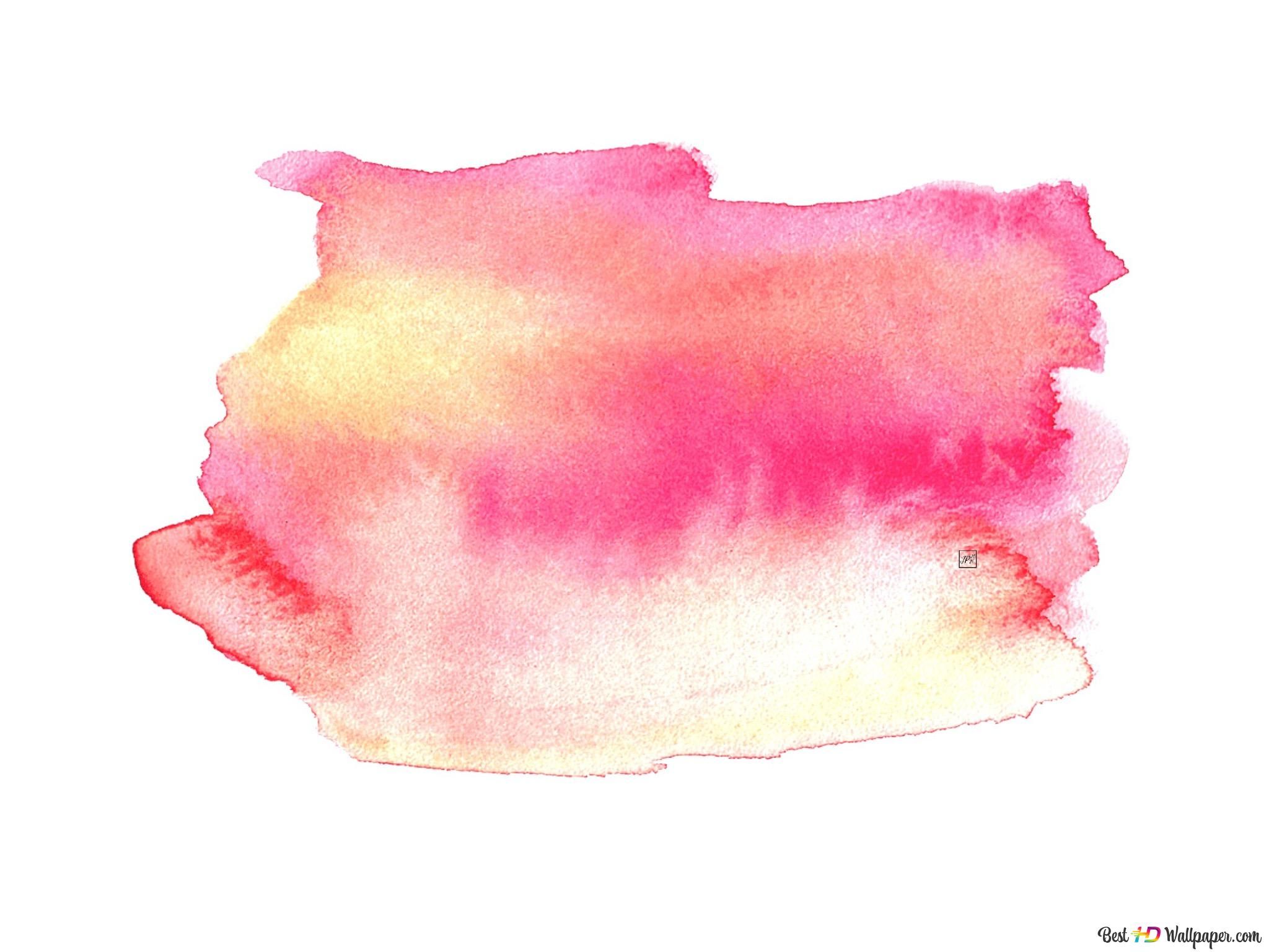Aquarell, Farbfleck, Pink, Gelb, Weißer Hintergrund, Full HD Wallpaper