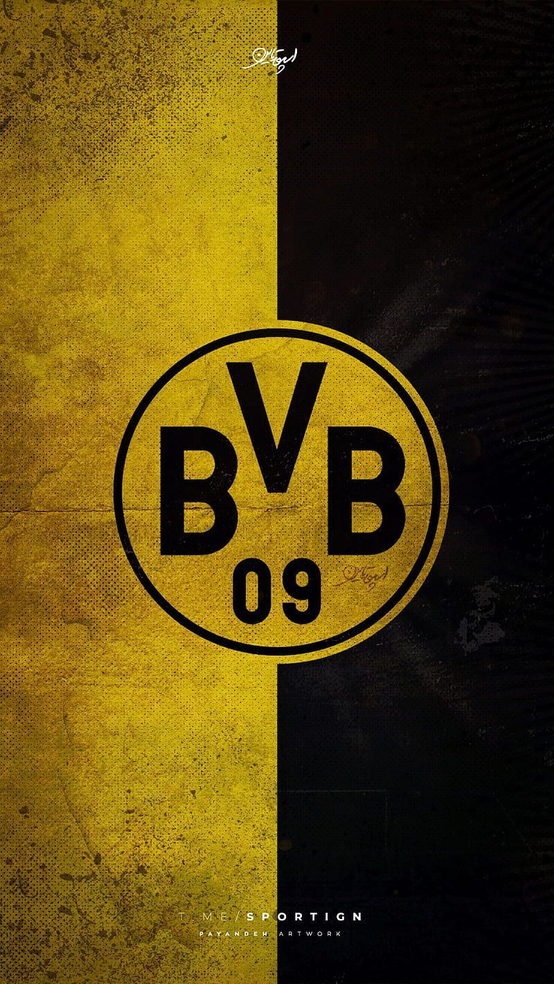 BVB-Logo, Schwarz-gelb, Zweigeteilt, Minimalismus, Hintergrundbild für iPhone und Android