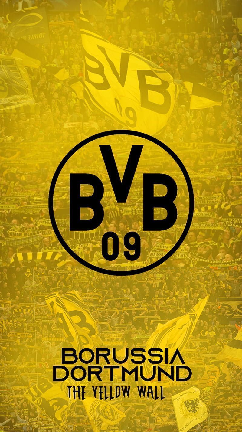 BVB-Logo, Borussia Dortmund, The Yellow Wall, Gelbe Töne, Grafikdesign, HD, Handy-Hintergrundbild