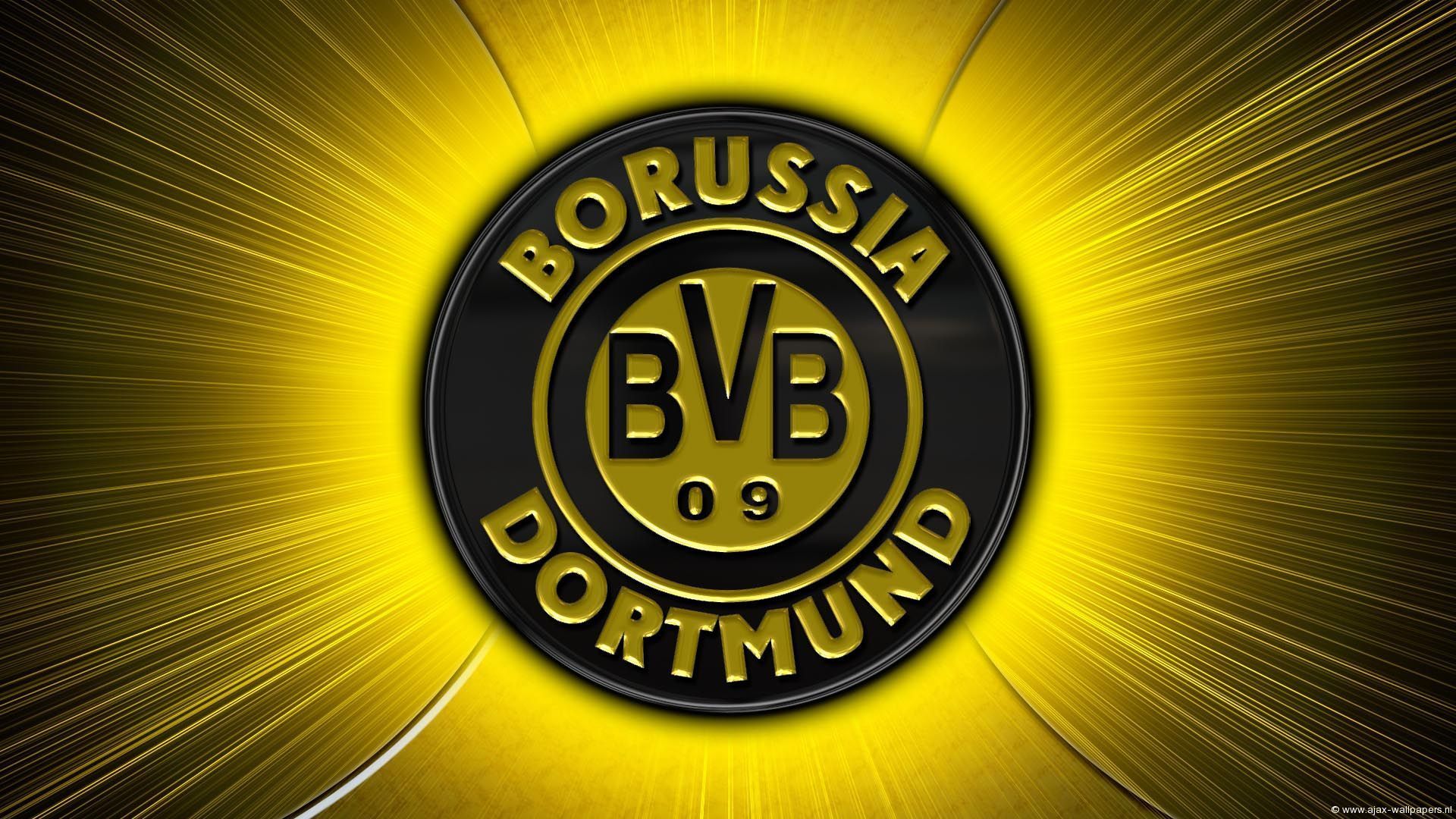 Borussia Dortmund, Vereinswappen, Lichtstrahlen, Metallic, Gelbe Töne, 1920x1080, PC-Hintergrundbild