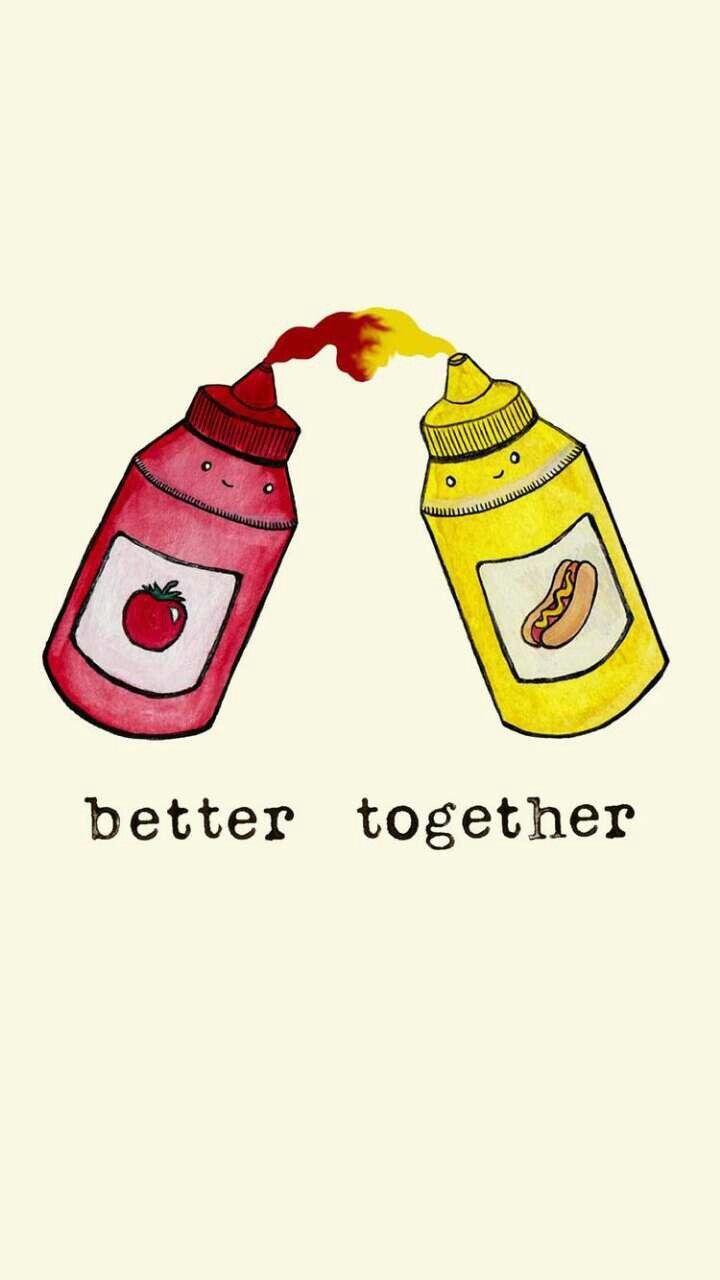 Ketchup, Senf, Better together, Illustration, Lustig, HD, Hintergrundbild fürs Handy