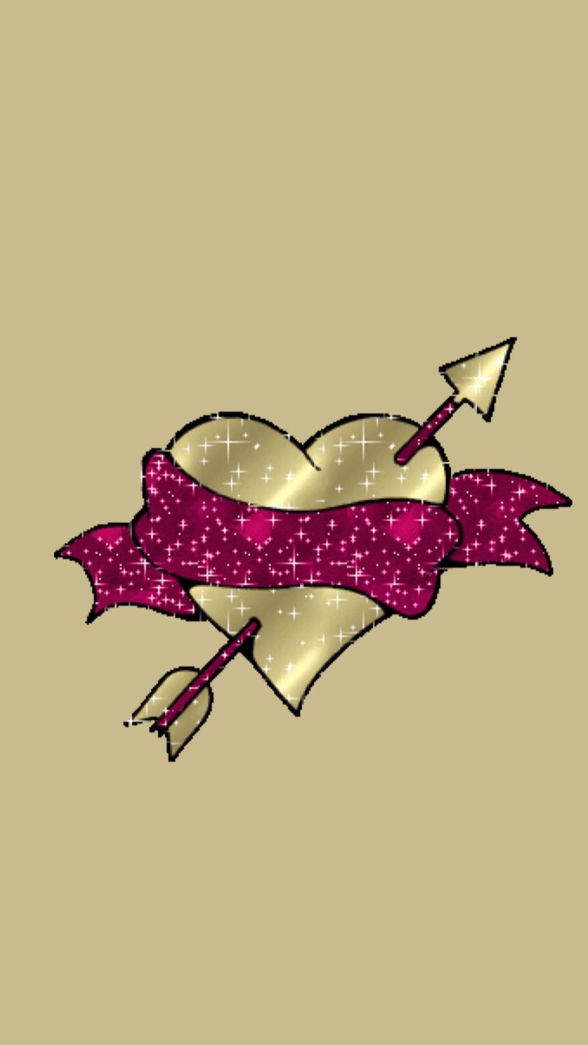 Herz, Pfeil, Glitzer, Banner, Beige, Full HD, Hintergrundbild fürs Handy