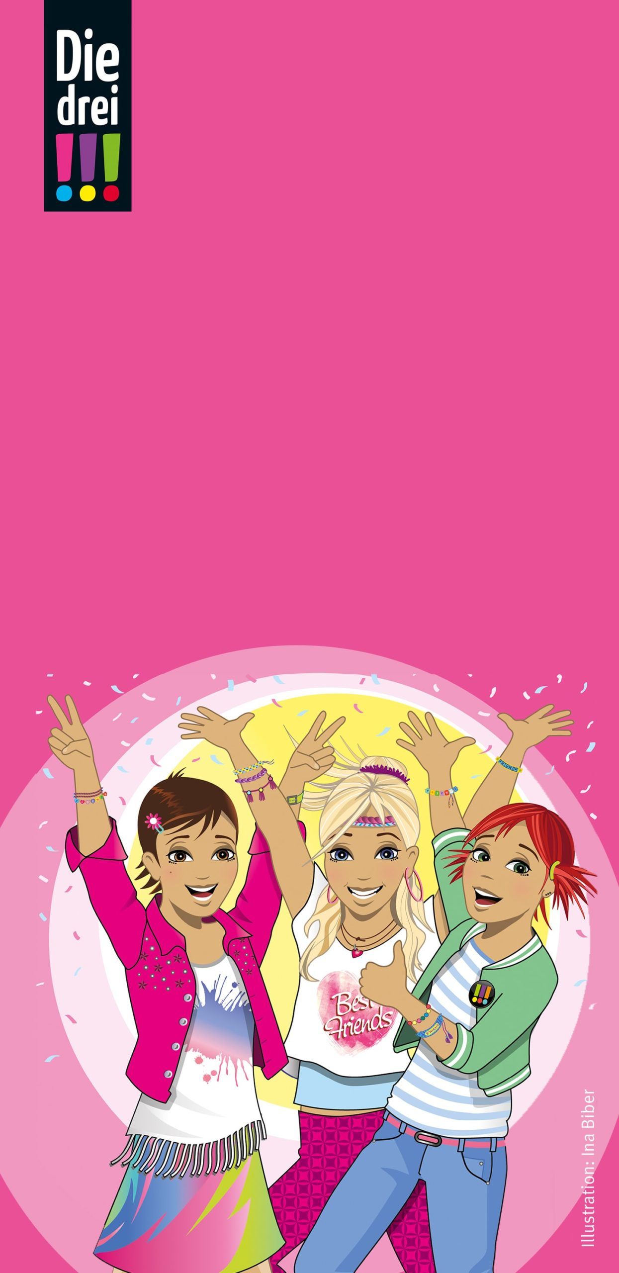 Die drei !!!, Buchcover, Mädchen, Rosa, Kinderbuch, Full HD, Handy-Hintergrund im Hochformat