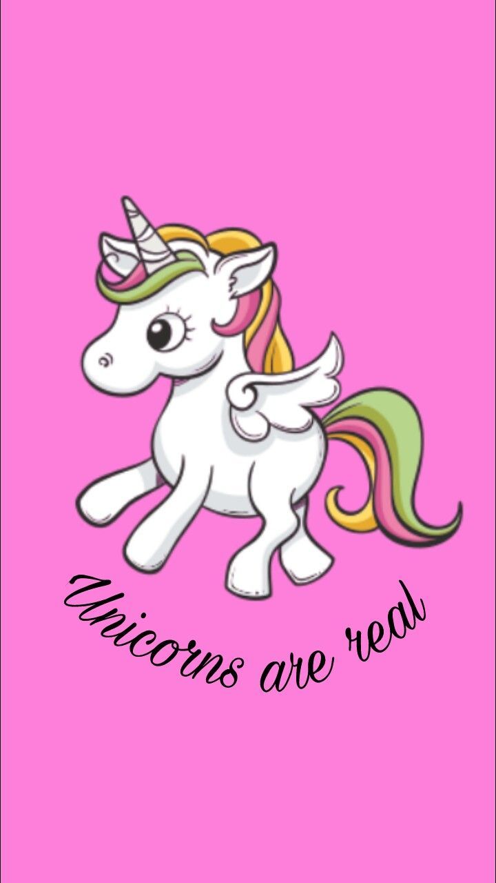 Einhorn, Unicorns are real, Kawaii, Rosa Hintergrund, Illustration, Sperrbildschirm fürs iPhone