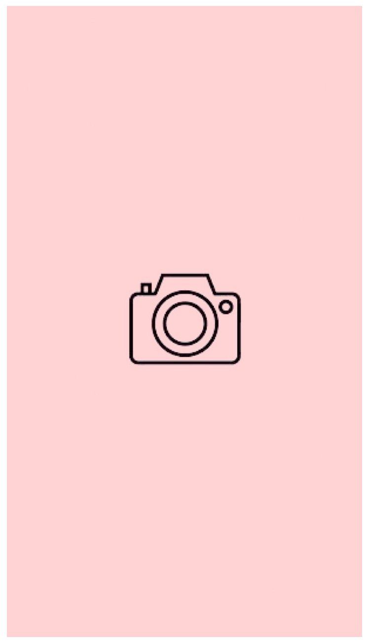 Kamera-Symbol, Rosa Hintergrund, Minimalistisch, Strichzeichnung, Pastell, Sperrbildschirm fürs iPhone