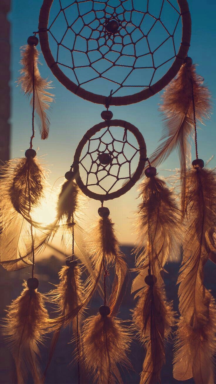 Traumfänger, Sonnenuntergang, Federn, Gegenlicht, Boho, HD, Hintergrundbild fürs Handy