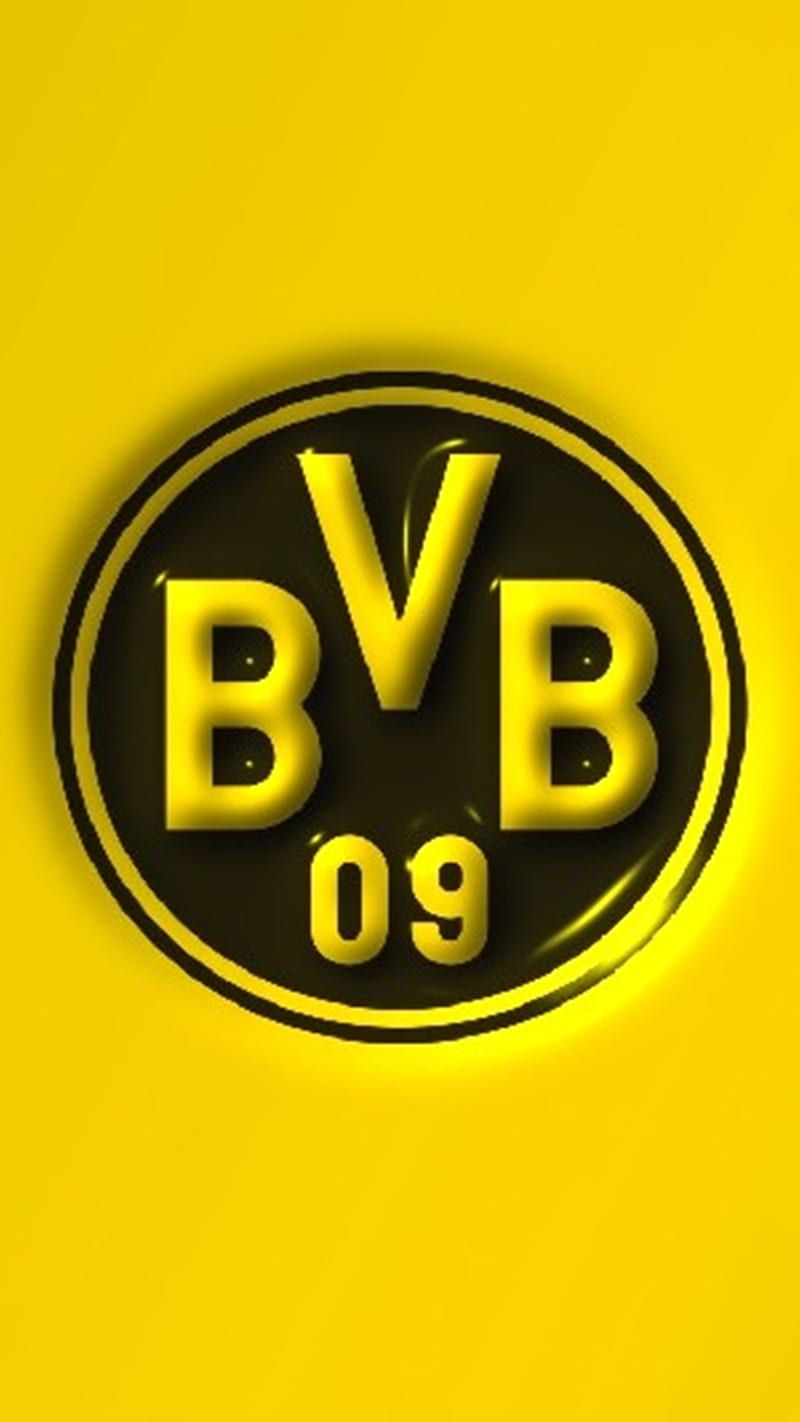 BVB-Logo, Gelber Hintergrund, Minimalismus, 3D-Effekt, HD, Sperrbildschirm fürs iPhone