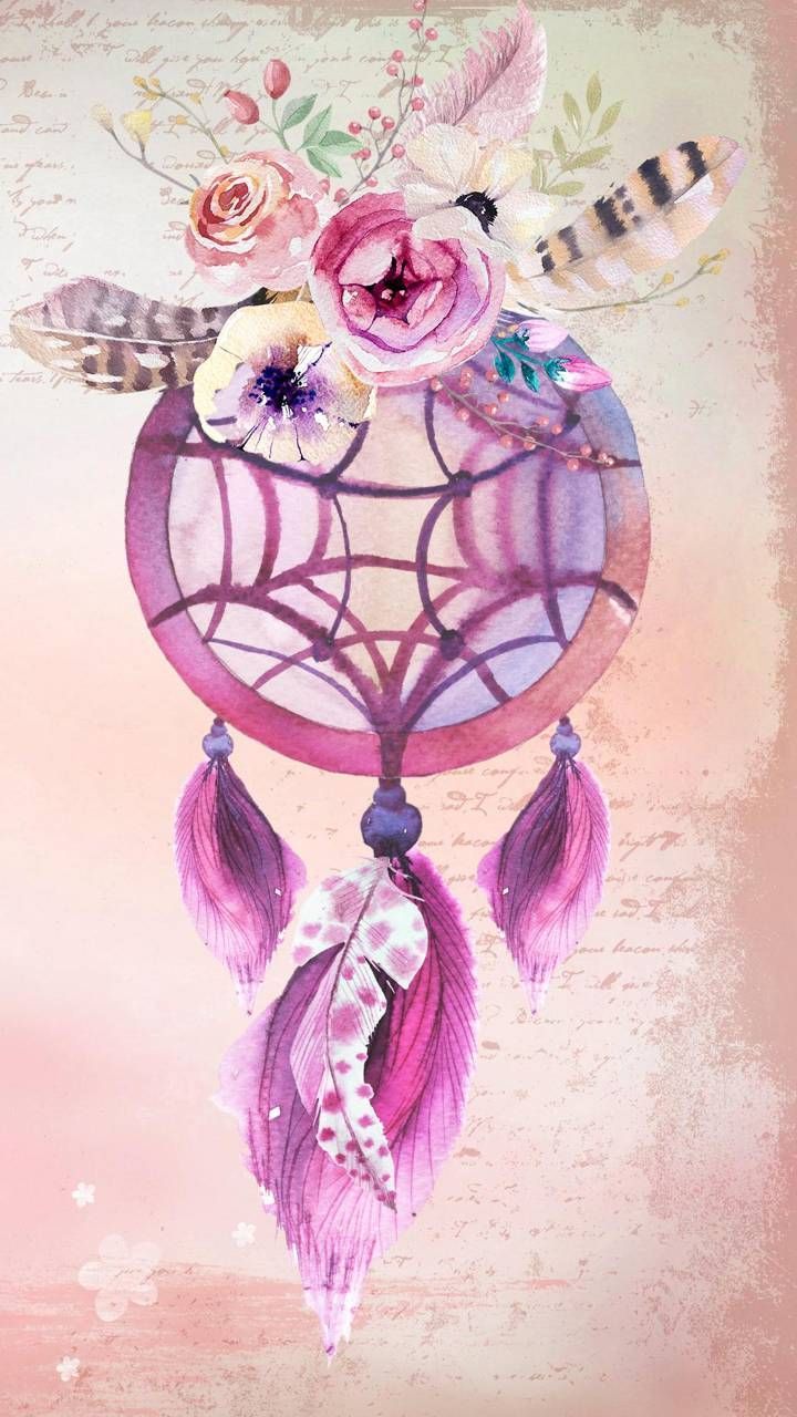 Traumfänger, Rosen, Aquarell, Rosa, Federn, HD, Hintergrundbild fürs Handy