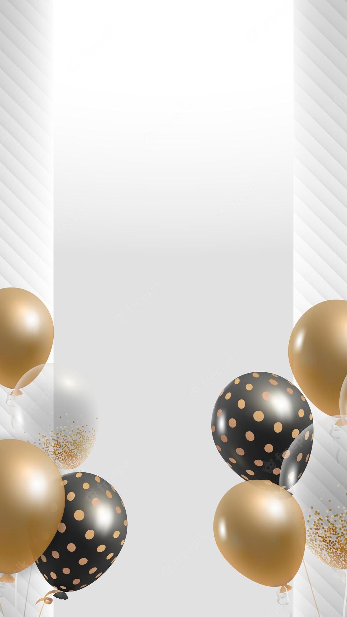 Luftballons, Gold, Schwarz, Punkte, Weißer Hintergrund, Party, Sperrbildschirm fürs iPhone