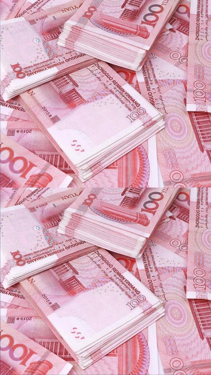 Renminbi, Yuan, Banknoten, Geldbündel, Rosa, Hochformat, Hintergrundbild fürs Smartphone