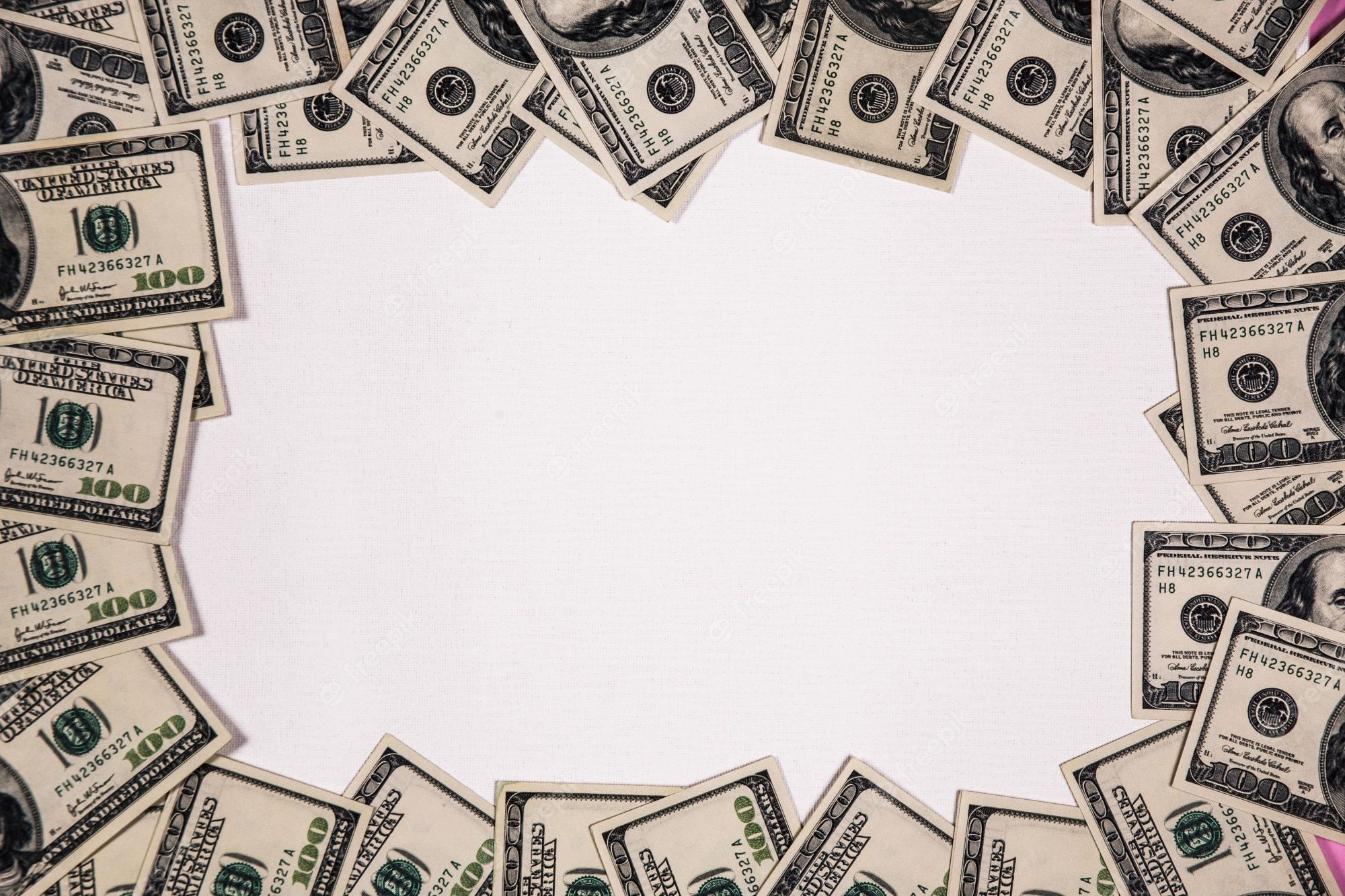Rahmen aus Geld, US-Dollar, Weiße Fläche, Banknoten, Full HD, Desktop-Hintergrund für Windows