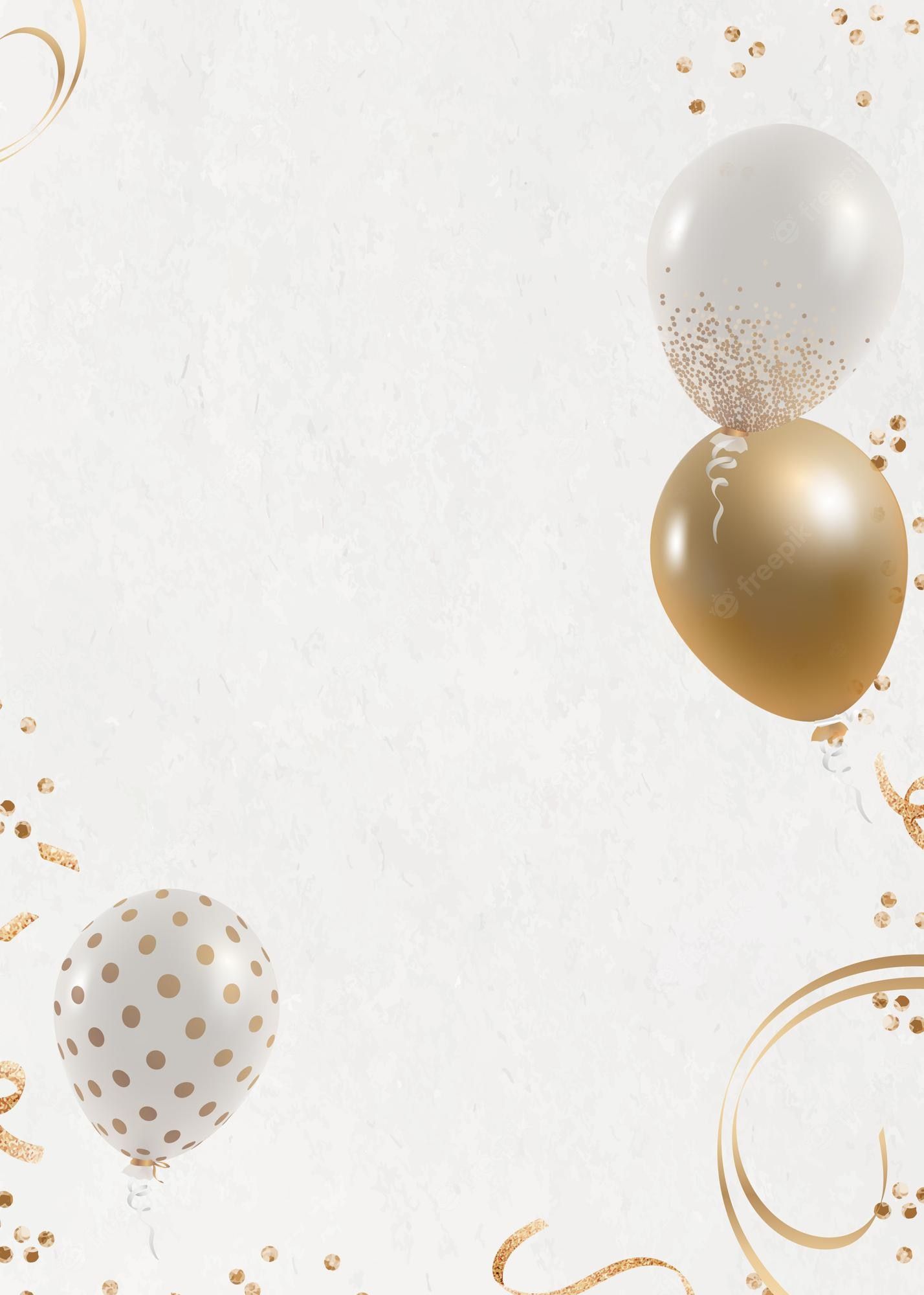 Luftballons, Gold, Weiß, Konfetti, Feier, Full HD, Hintergrundbild fürs Tablet