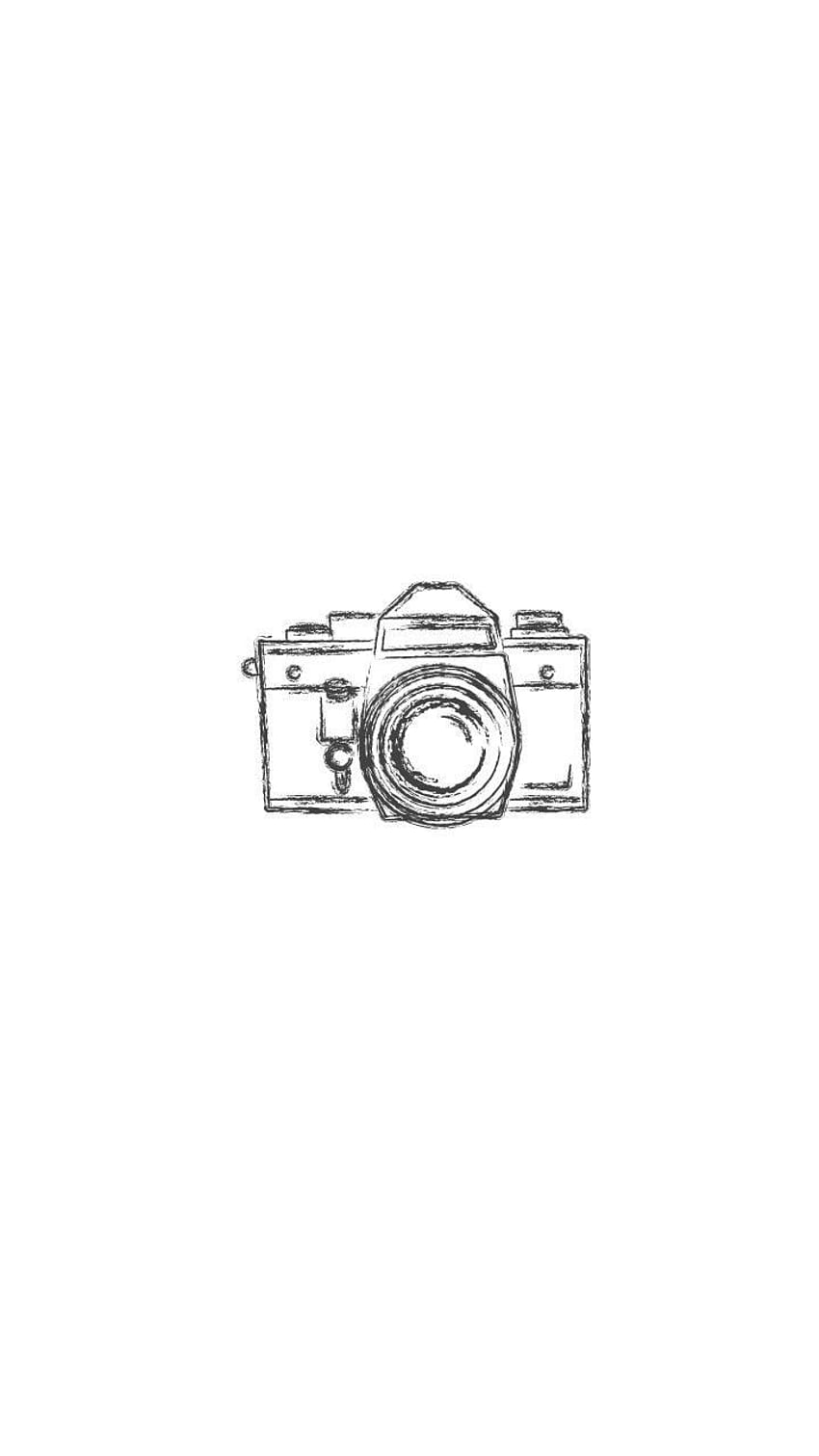 Kamera-Zeichnung, Strichzeichnung, Weißer Hintergrund, Minimalistisch, Sperrbildschirm fürs iPhone