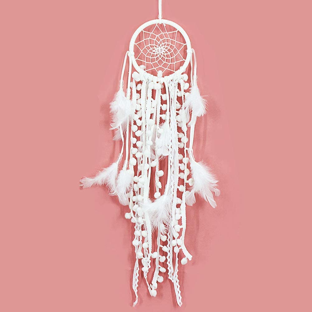 Traumfänger, Weiße Federn, Rosa Hintergrund, Makramee, Boho, Wallpaper