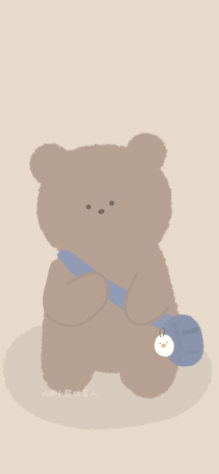 Teddybär, Umhängetasche, Illustration, Beige, Minimalismus, Android-Hintergrundbild