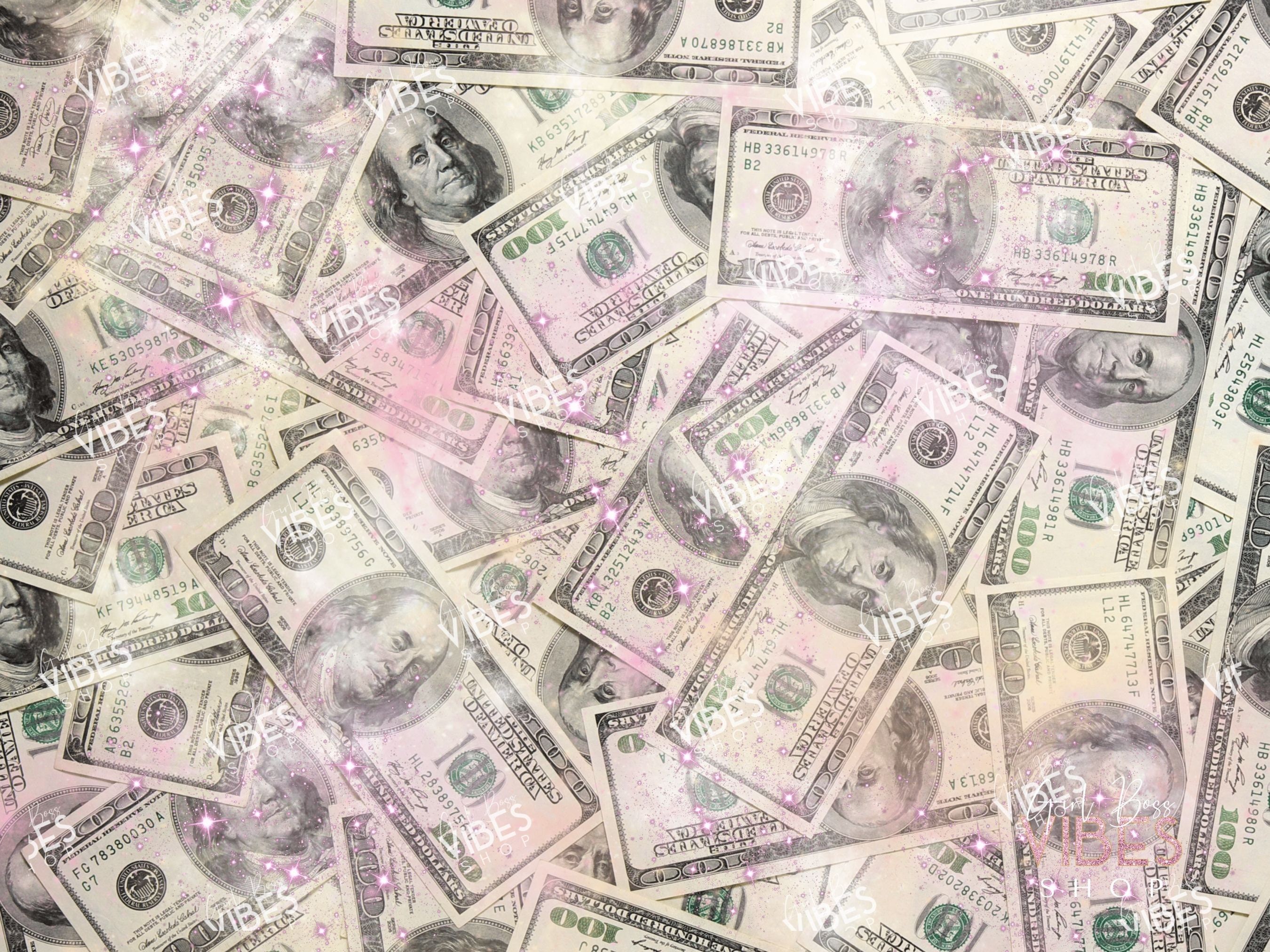 US-Dollar, Banknoten, Glitzer, Pastell, Geldhaufen, 2K, Hintergrundbild fürs Tablet