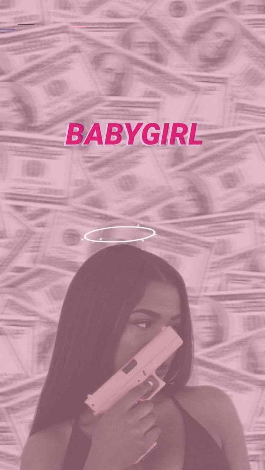 Babygirl, Frau, Dollarscheine, Rosa Ästhetik, Heiligenschein, HD, iPhone-Hintergrundbild