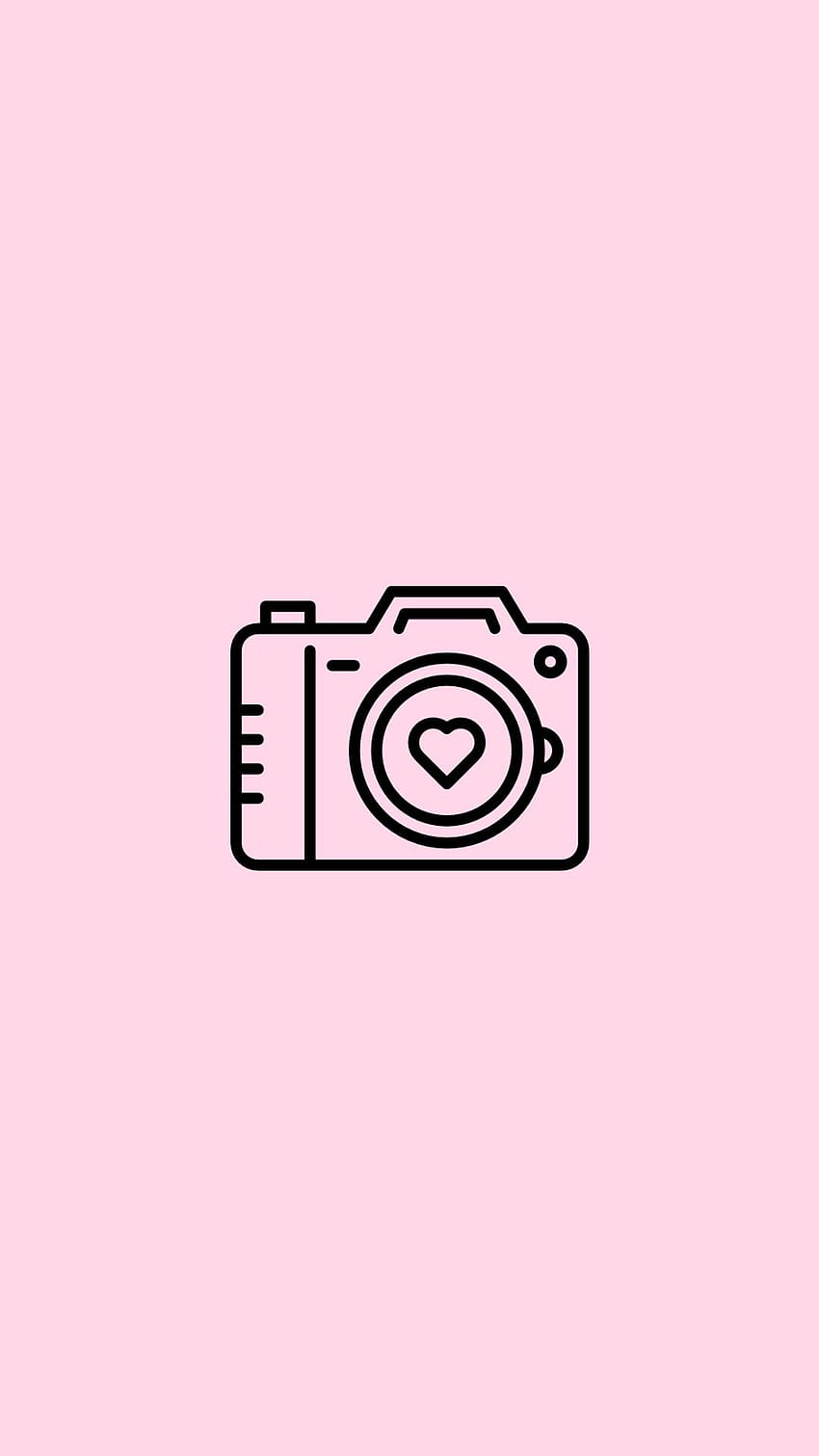 Kamera-Symbol, Herz, Rosa Hintergrund, Icon, Minimalistisch, Sperrbildschirm fürs iPhone