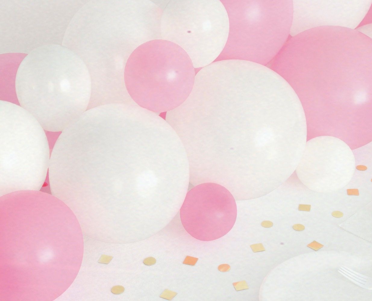 Luftballons, Rosa, Weiß, Konfetti, Pastell, Hintergrund