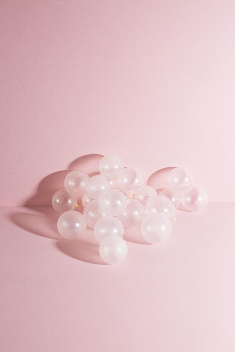 Perlenballons, Weiß, Rosa Hintergrund, Minimalistisch, HD, Sperrbildschirm fürs iPhone