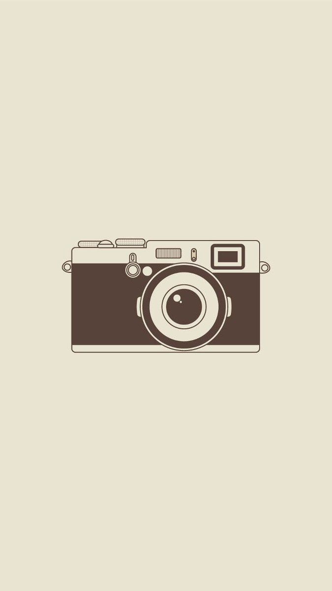 Kamera-Illustration, Retro-Kamera, Beige Hintergrund, Minimalistisch, Flaches Design, Sperrbildschirm