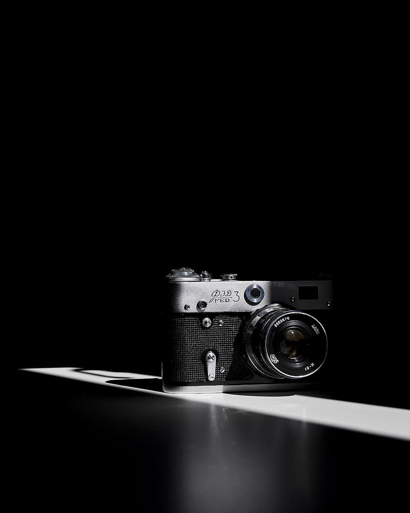 Leica, Messsucherkamera, Schwarzer Hintergrund, Lichtstrahl, Kontrast, HD Wallpaper