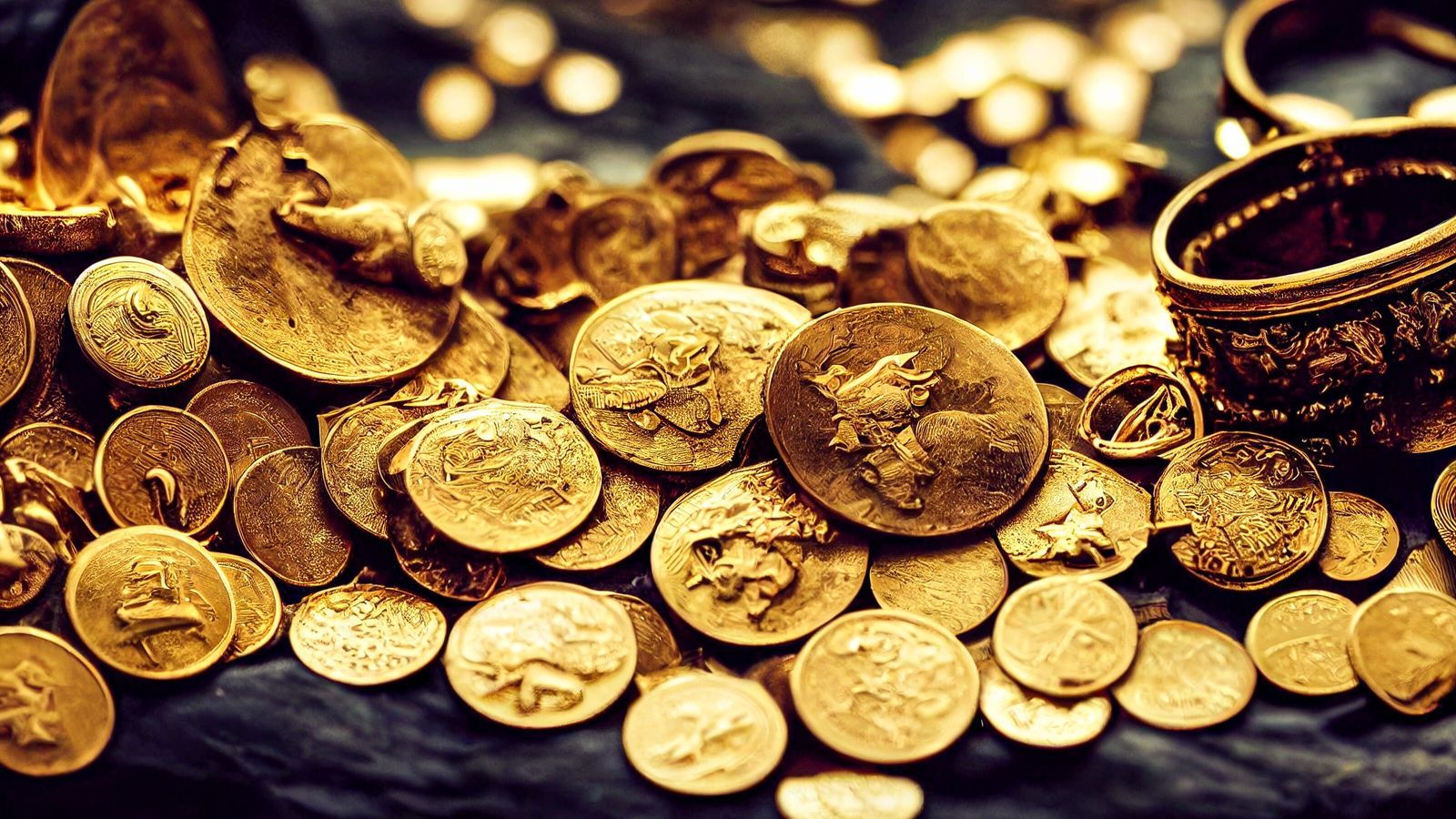 Goldmünzen, Schatz, Antike Münzen, Gold, Ring, HD, Hintergrundbild für den PC