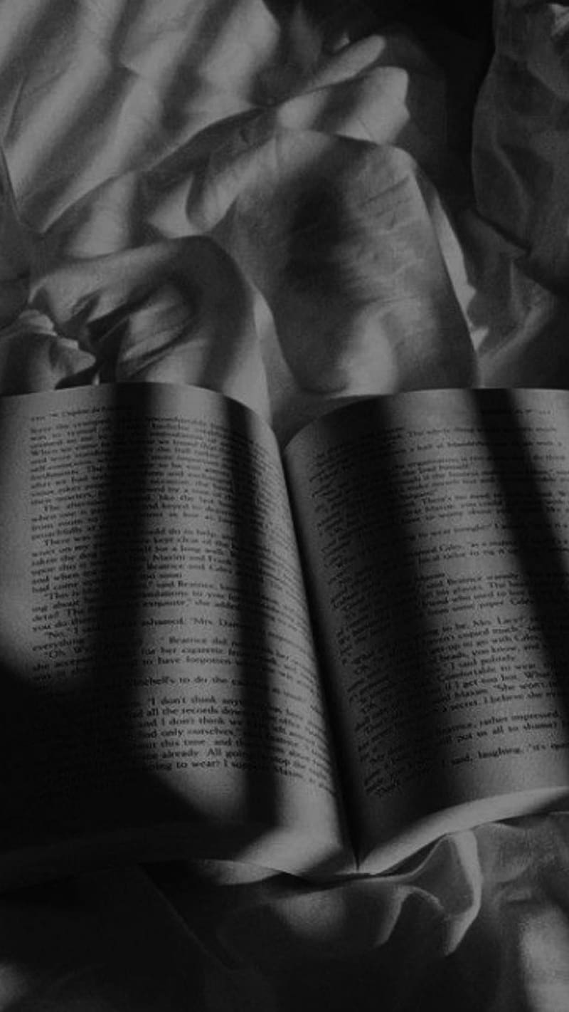 Offenes Buch, Schwarzweiß, Stoff, Schatten, Minimalismus, Android-Hintergrundbild