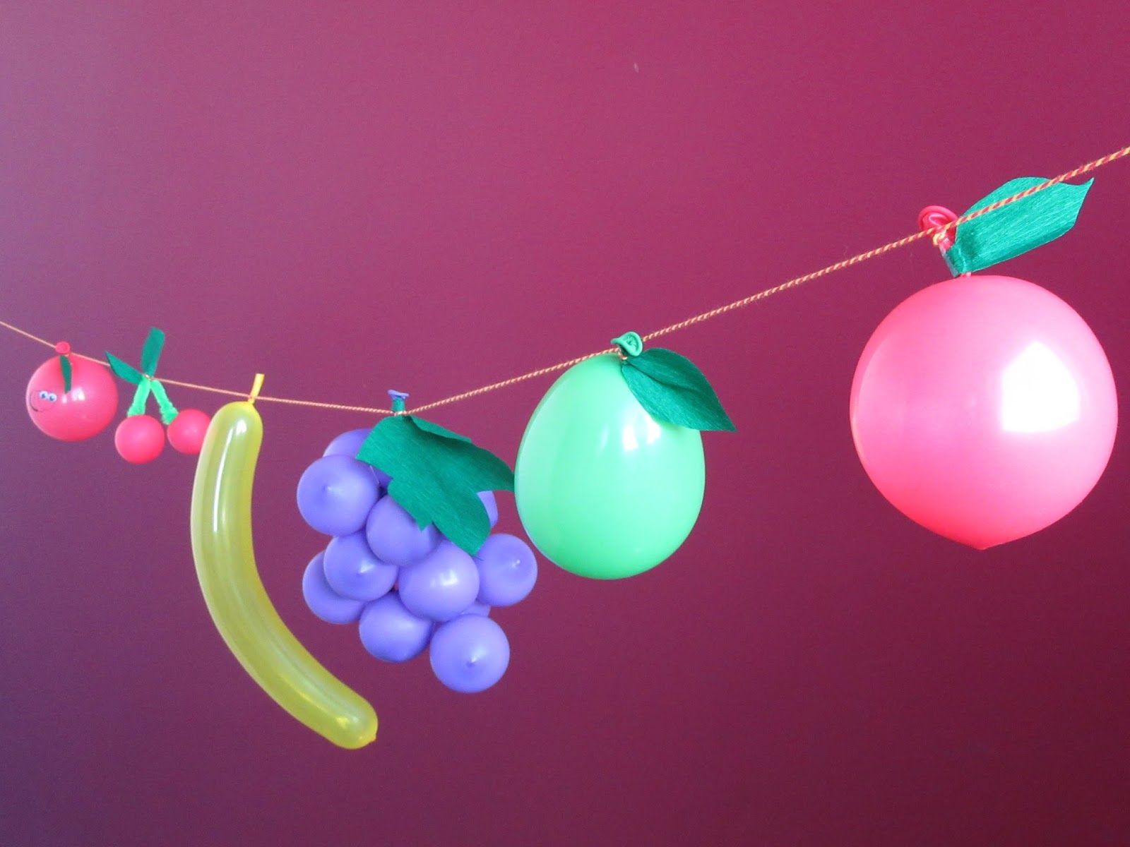 Obstballons, Girlande, Weintrauben, Banane, Pink, HD, iPad-Hintergrundbild