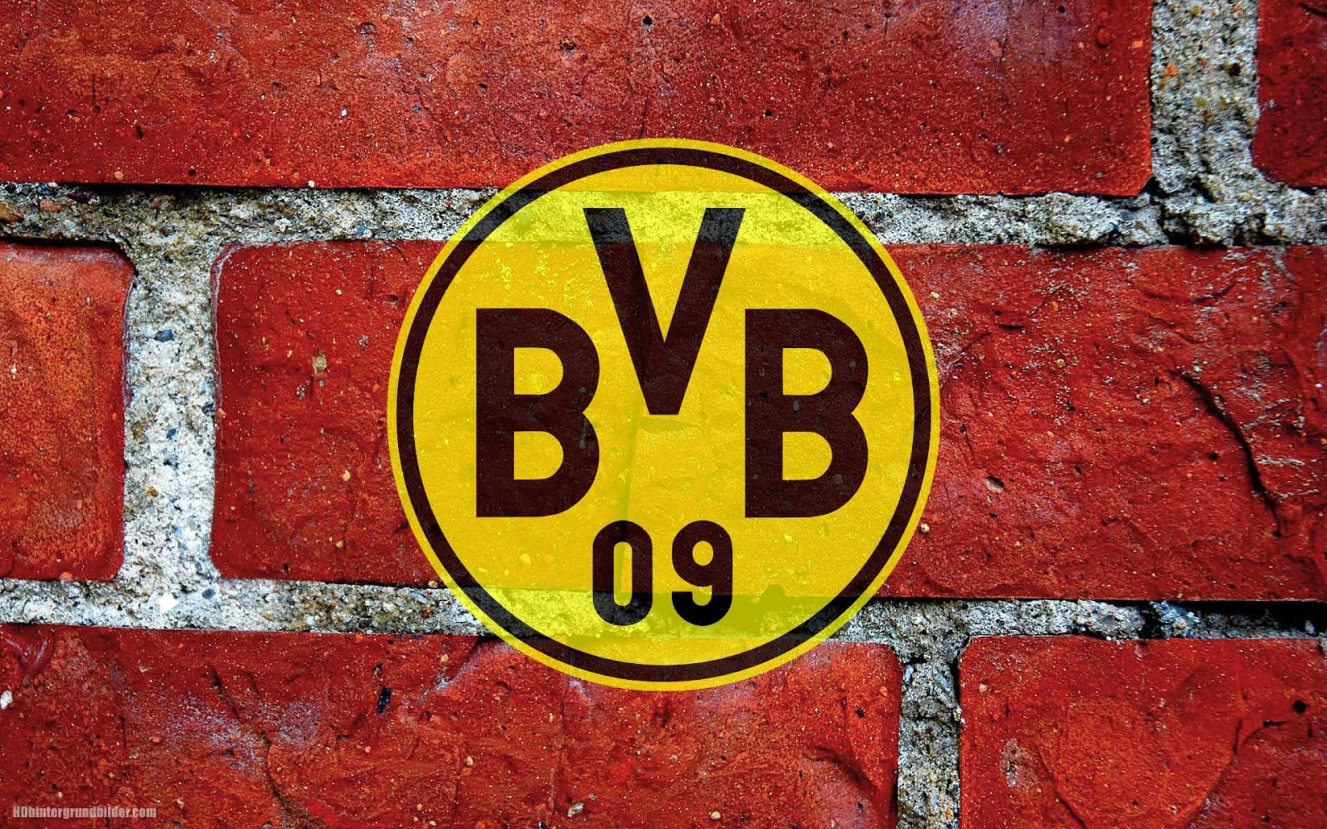 BVB-Logo, Ziegelwand, Rote Ziegel, Graffiti, Full HD, Desktop-Hintergrund für Windows