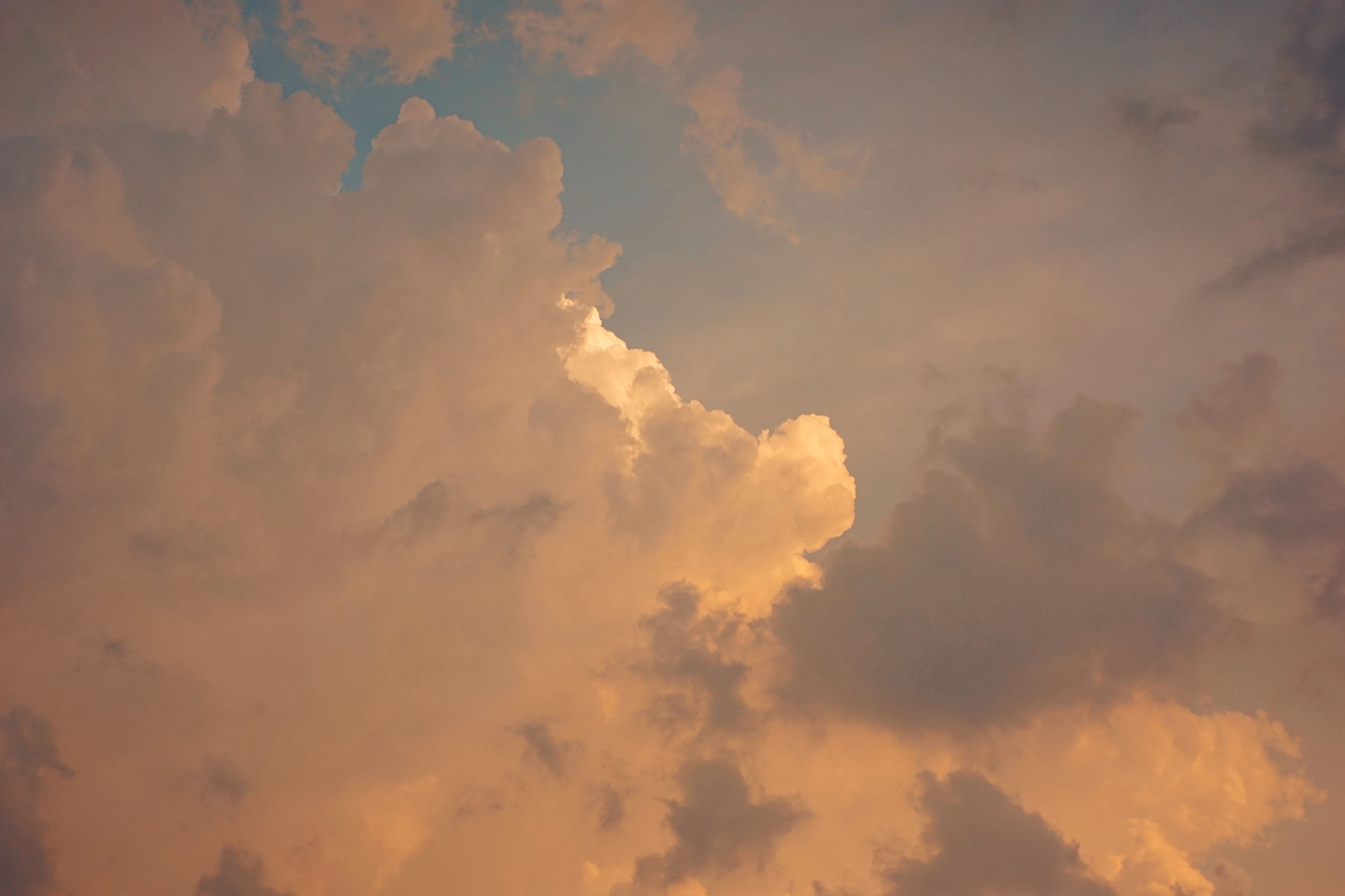 Wolken, Abendlicht, Orange, Himmel, Dramatisch, 6K, Hintergrundbild für den PC