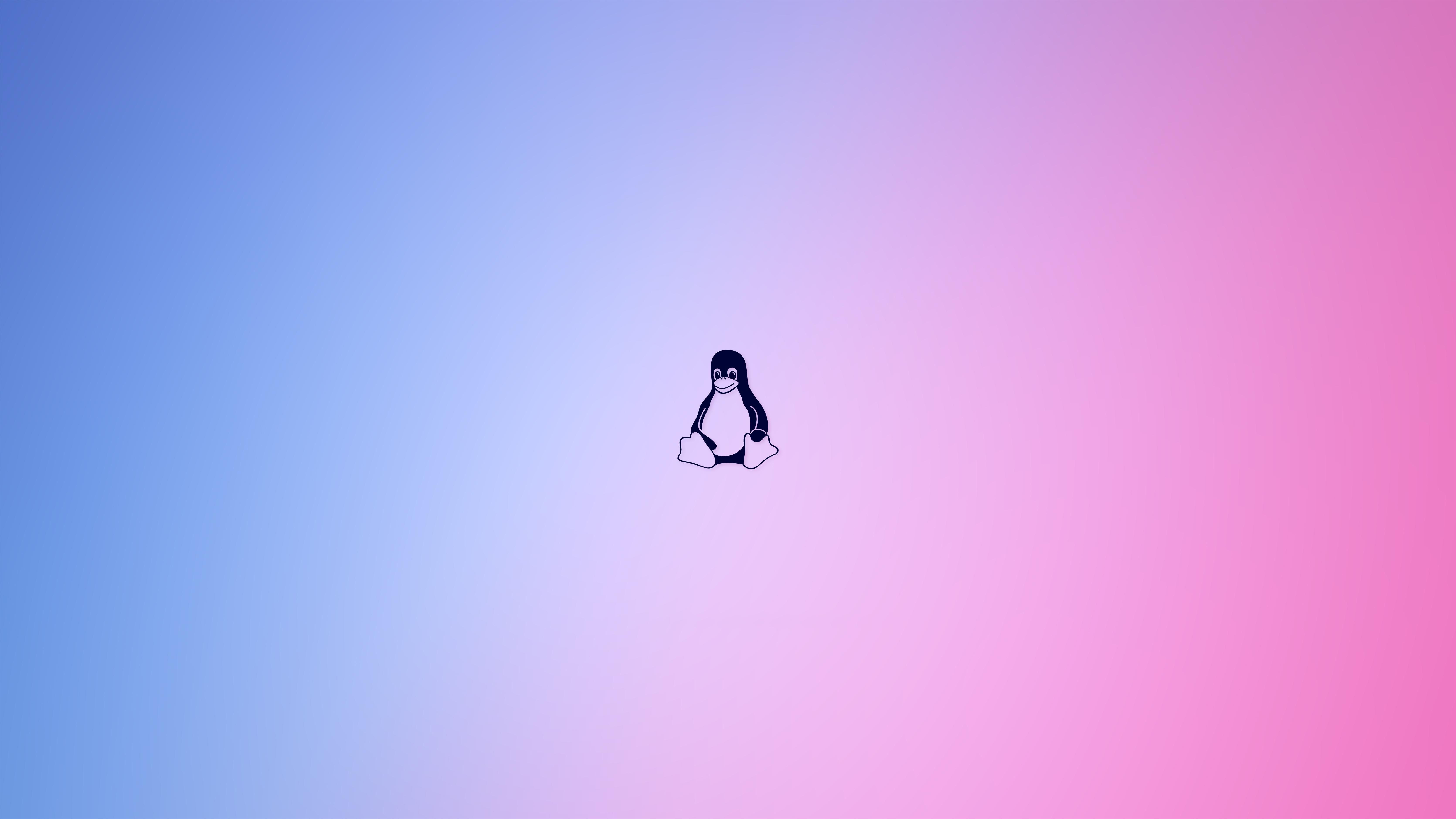 Tux, Linux, Pinguin, Farbverlauf, Rosa, Lila, Minimalistisch, 6K-Hintergrundbild für PC