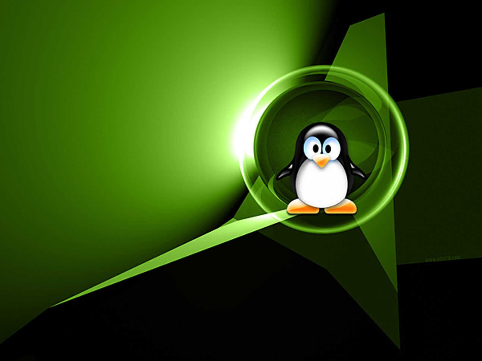 Tux, Linux, Pinguin, Grünes Licht, Abstrakt, HD, Hintergrundbild fürs Tablet