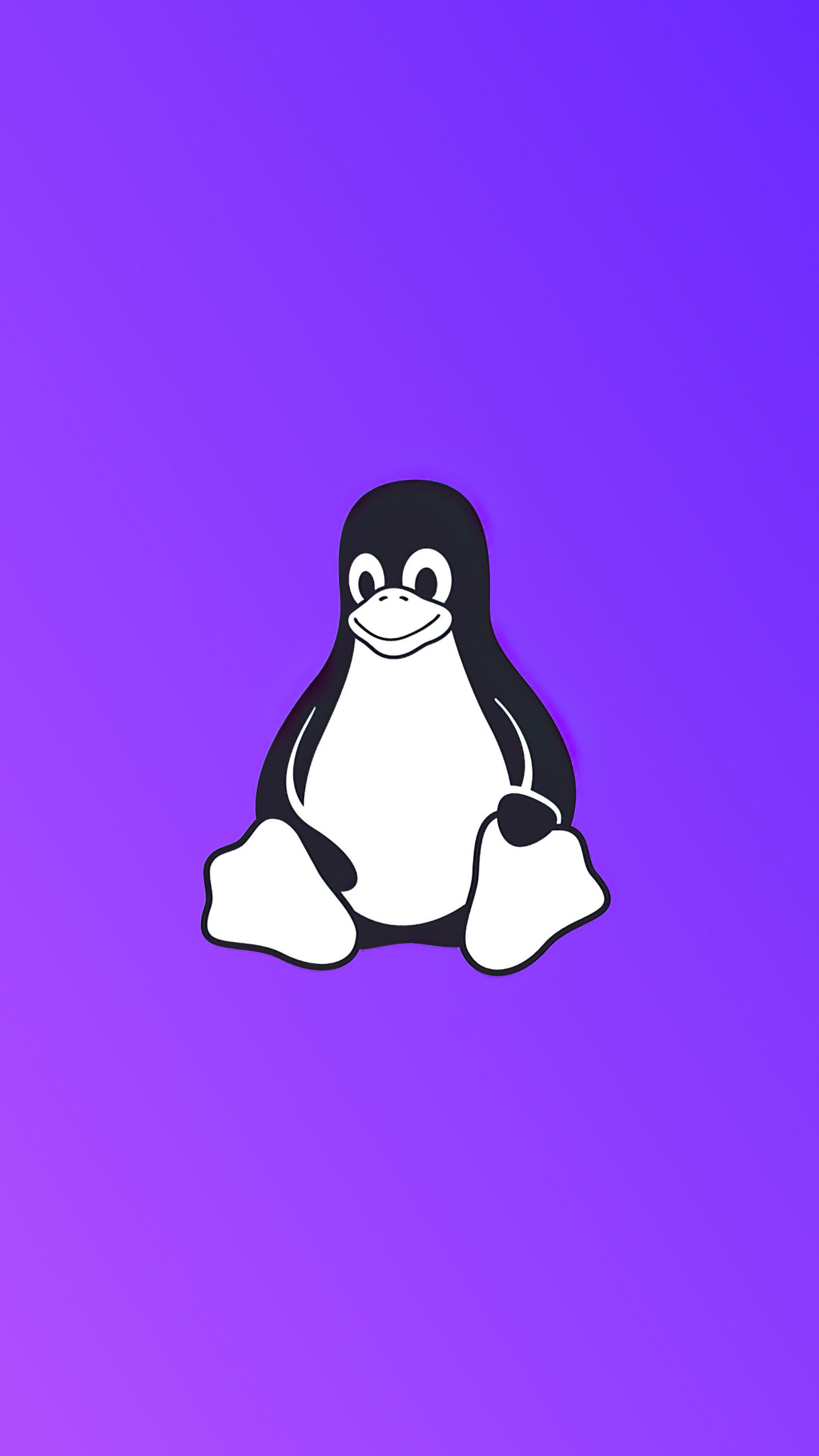 Tux, Linux, Pinguin, Lila Hintergrund, Minimalistisch, QHD+, Sperrbildschirm fürs iPhone