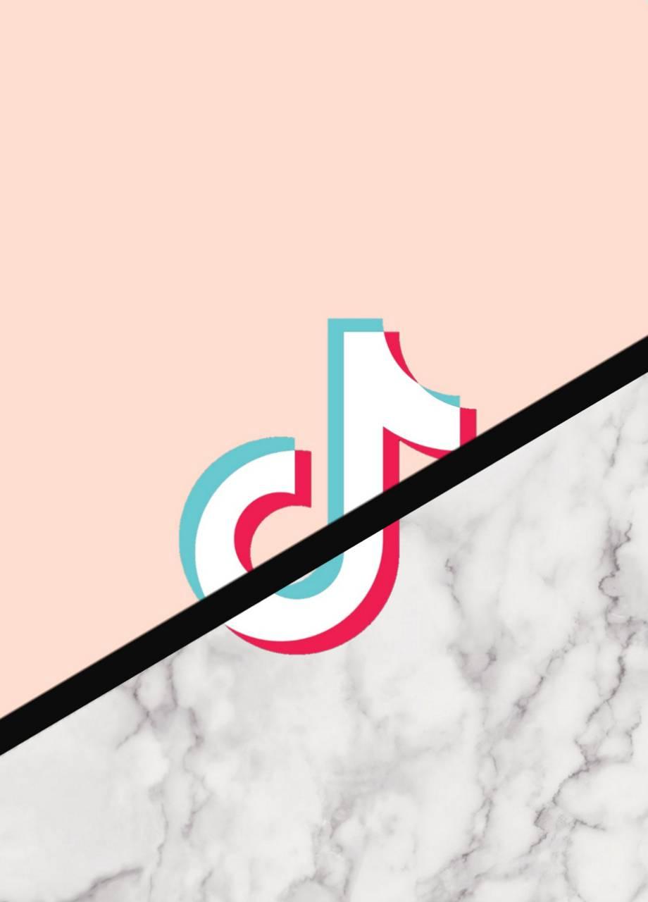 TikTok-Logo, TikTok, Marmor, Pastellrosa, Diagonale, HD, iPad-Hintergrundbild