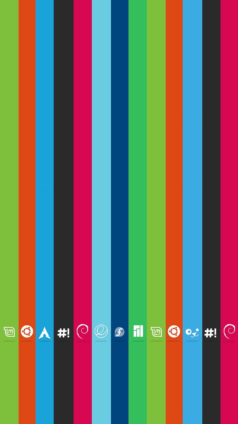 Linux-Distributionen, Logos, Streifen, Bunt, Regenbogenfarben, HD, iPhone-Hintergrundbild